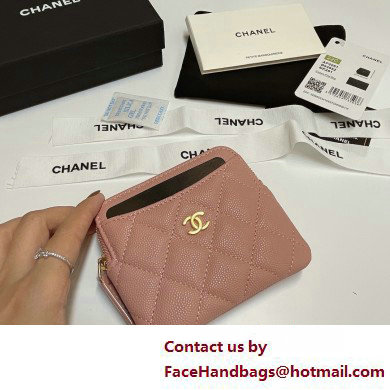 Chanel Grained Calfskin  &  Gold-Tone Metal Zip Coin Purse AP2061 Light Pink 2025